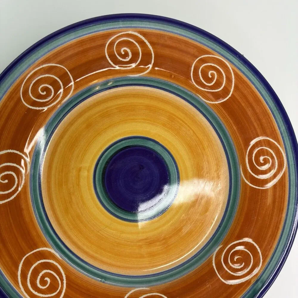 Pier 1 Italian Swirl Handcrafted Blue, Orange Swirl 8